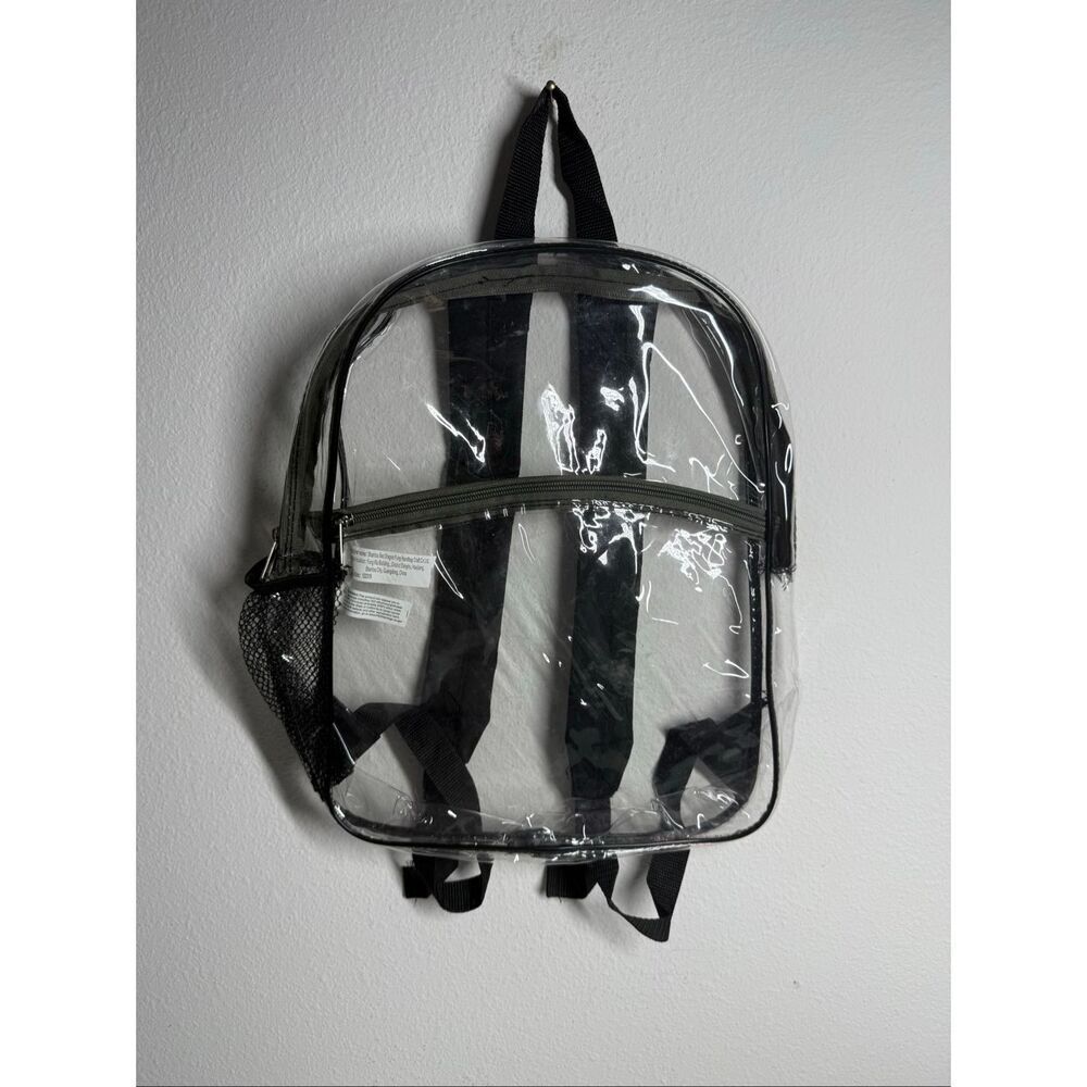 Clear Backpack | Heavy Duty PVC Transparent Pack | Waterproof | in Black 15x11x3
